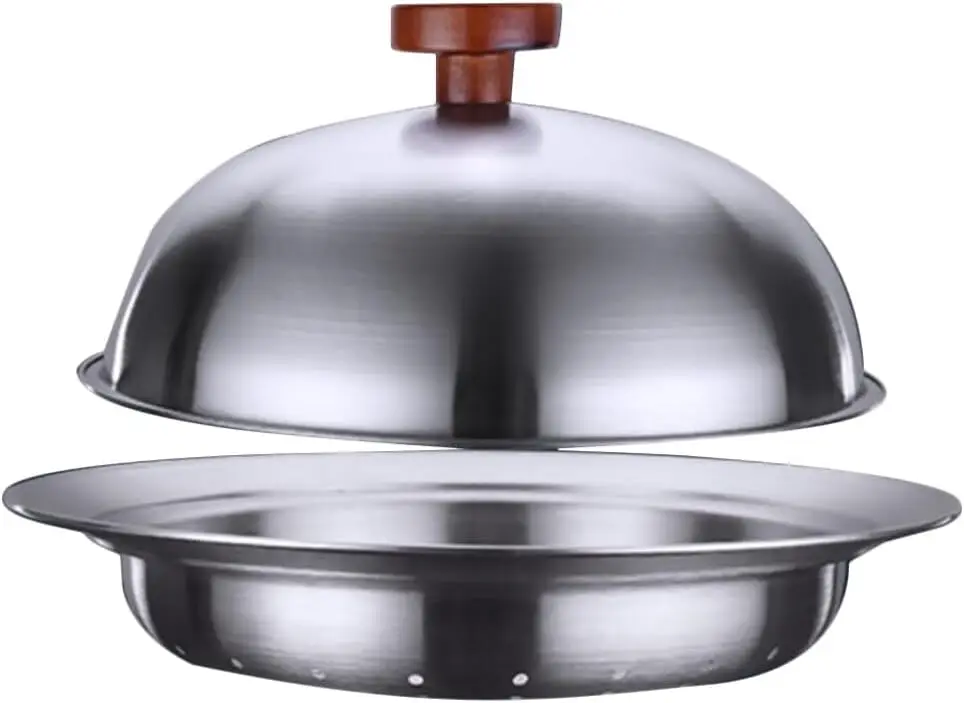 

10.62 Inch Stainless Steel Steamer Plate with Dome Cover, Multifunctional Steaming Plate for Kitchen, Steamed Buns, Fish, and Mo