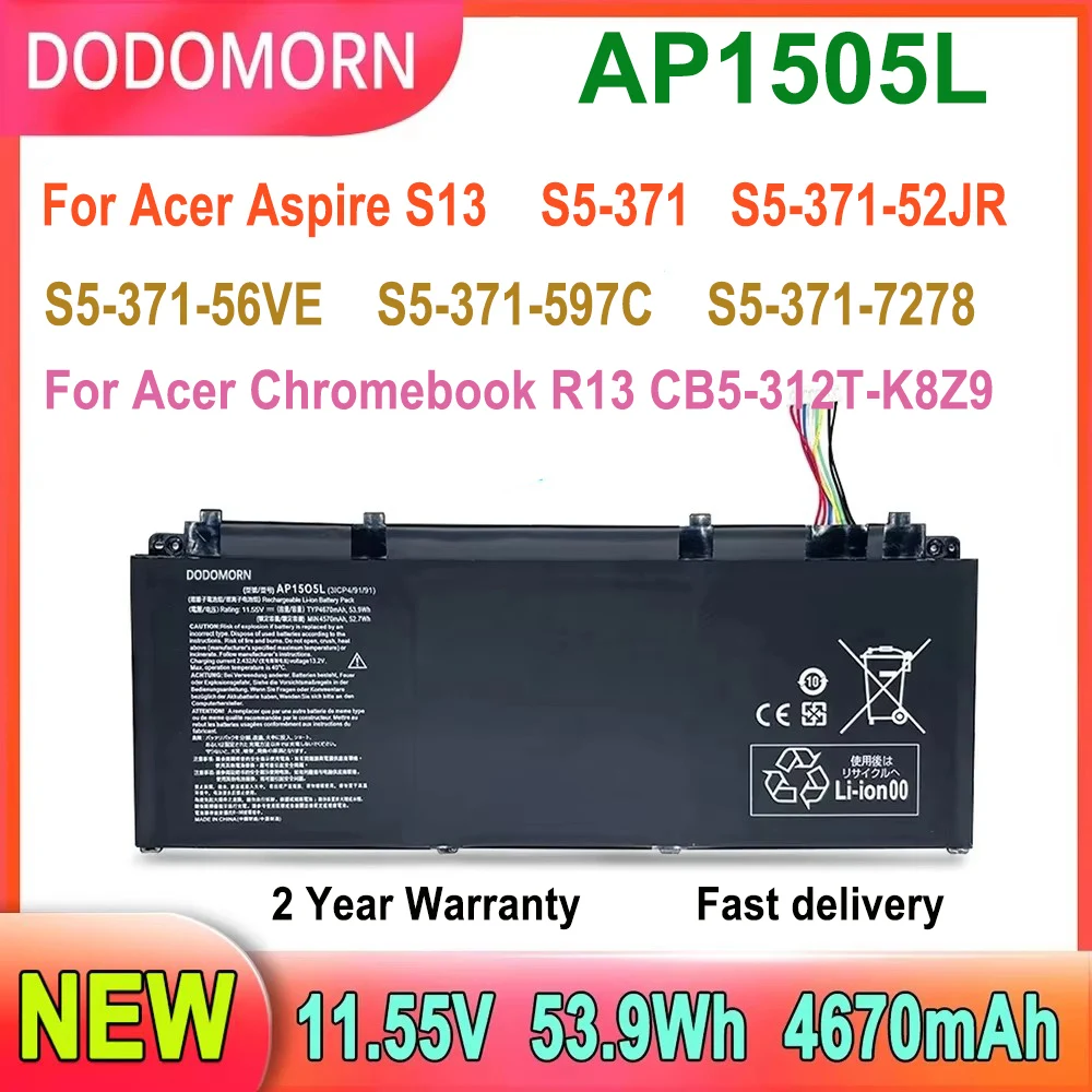 DODOMORN Laptop Battery AP1505L For Acer Aspire S13 S5-371 S5-371-52JR S5-371T-58CC S5-371-56VE Series AP1503K Fast delivery