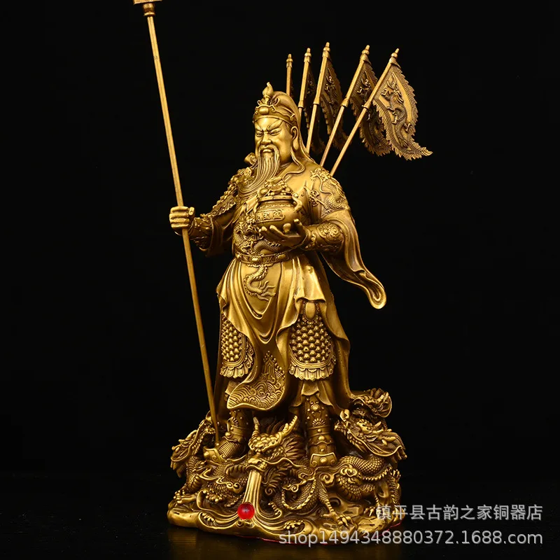 Brass Knife-Gripping Ornament Copper Guan Gong God of Wealth Statue Living Room Shop Decoration Craft