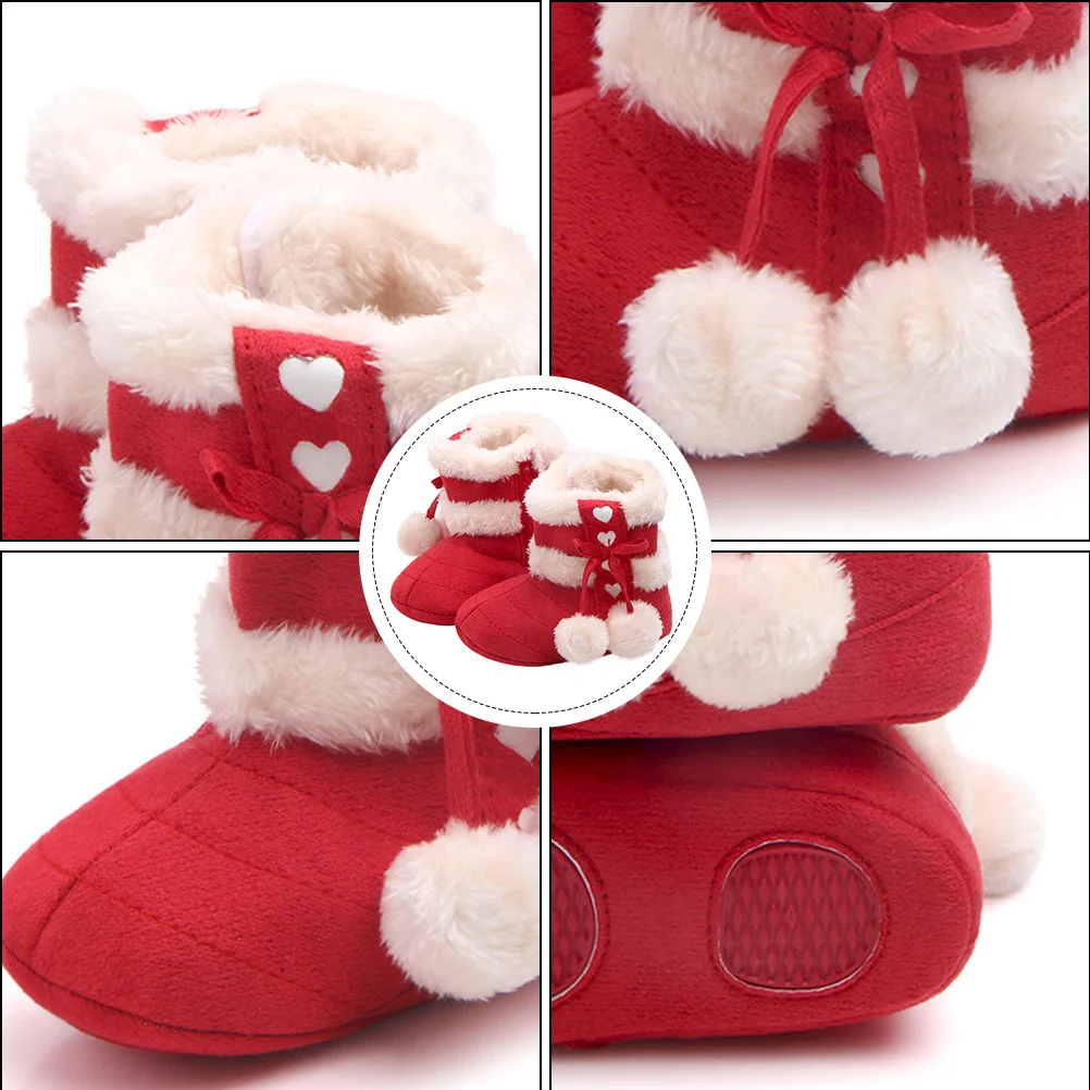 1Pair Baby Winter Bowknot Shoes Soft Cotton Prewalkers Warm Christmas Infant Booties Baby Prewalkers Winter Shoes