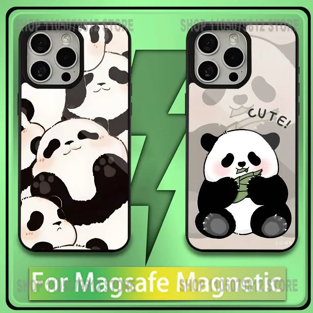 

Cute and Fun Panda Phone Case For iPhone17,16,15,14,13,12,11,Plus,Pro,Max,Mini Soft Magesafe Magnetic Wireless Charge