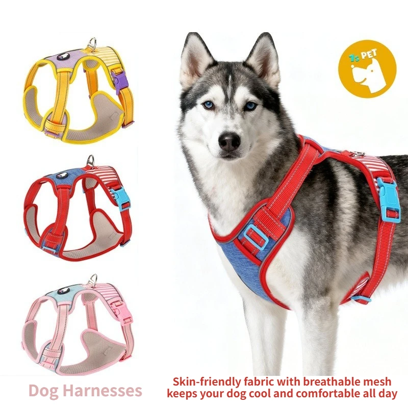 

Adjustable Stripes Color Block Anti-Escape Pastel Vest Dog Harness Walking Running Training Dog Leash Pet Supplies