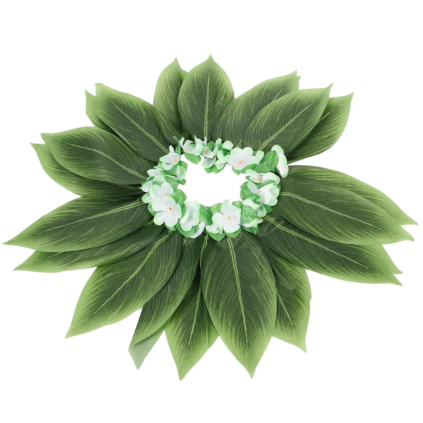 

Imitation Green-edged Floral Dress 30in Waist 15in Length Leaf Beach Skirt Adult Party Luau Hawaiian Grass Costume