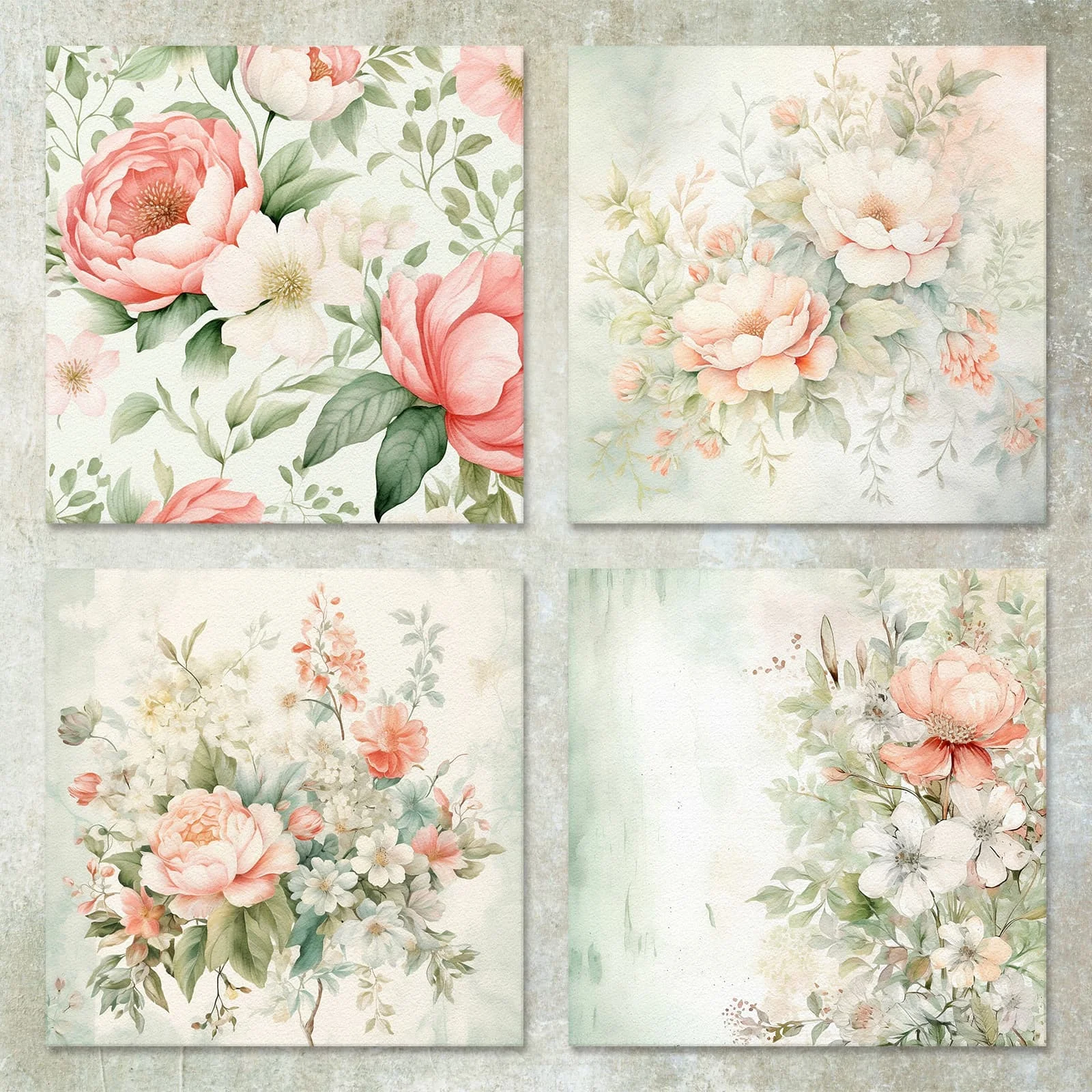 36 Sheets 6inch (Red Flower Peony Flower) Clipping Thin Paper for Bullet Diary, Junk Magazine, Greeting Card Background