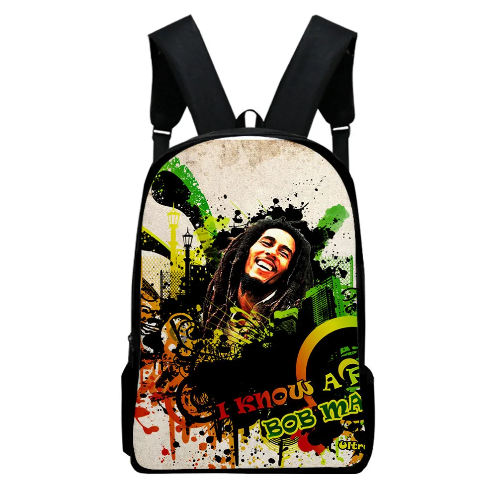 Harajuku Novelty Cool Bob Marley Notebook Backpacks pupil School Bags 3D Print Oxford Waterproof Boys/Girls Laptop Backpacks