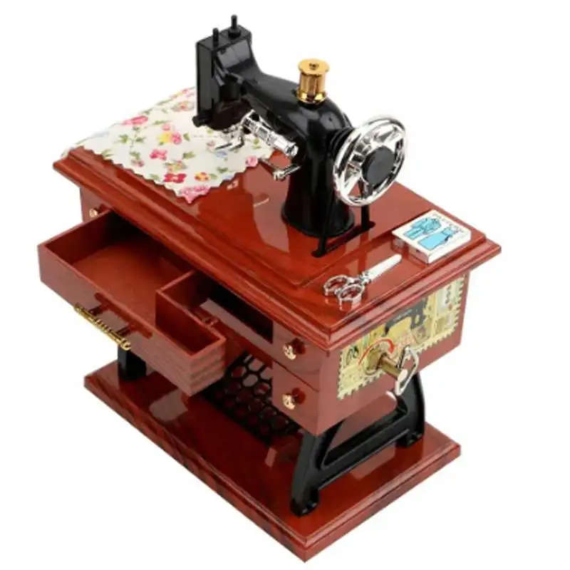 Vintage Sewing Machine Music Box Home Desktop Decoration Bedroom Living Room Small Ornament Sewing Machine Model