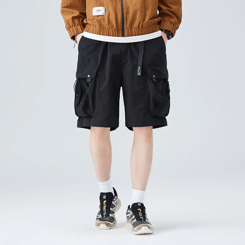 

Летние легкие крутые спортивные шорты на открытом воздухе, мужские свободные повседневные дышащие уличные шорты, модные прямые шорты-карго Techwear, брюки