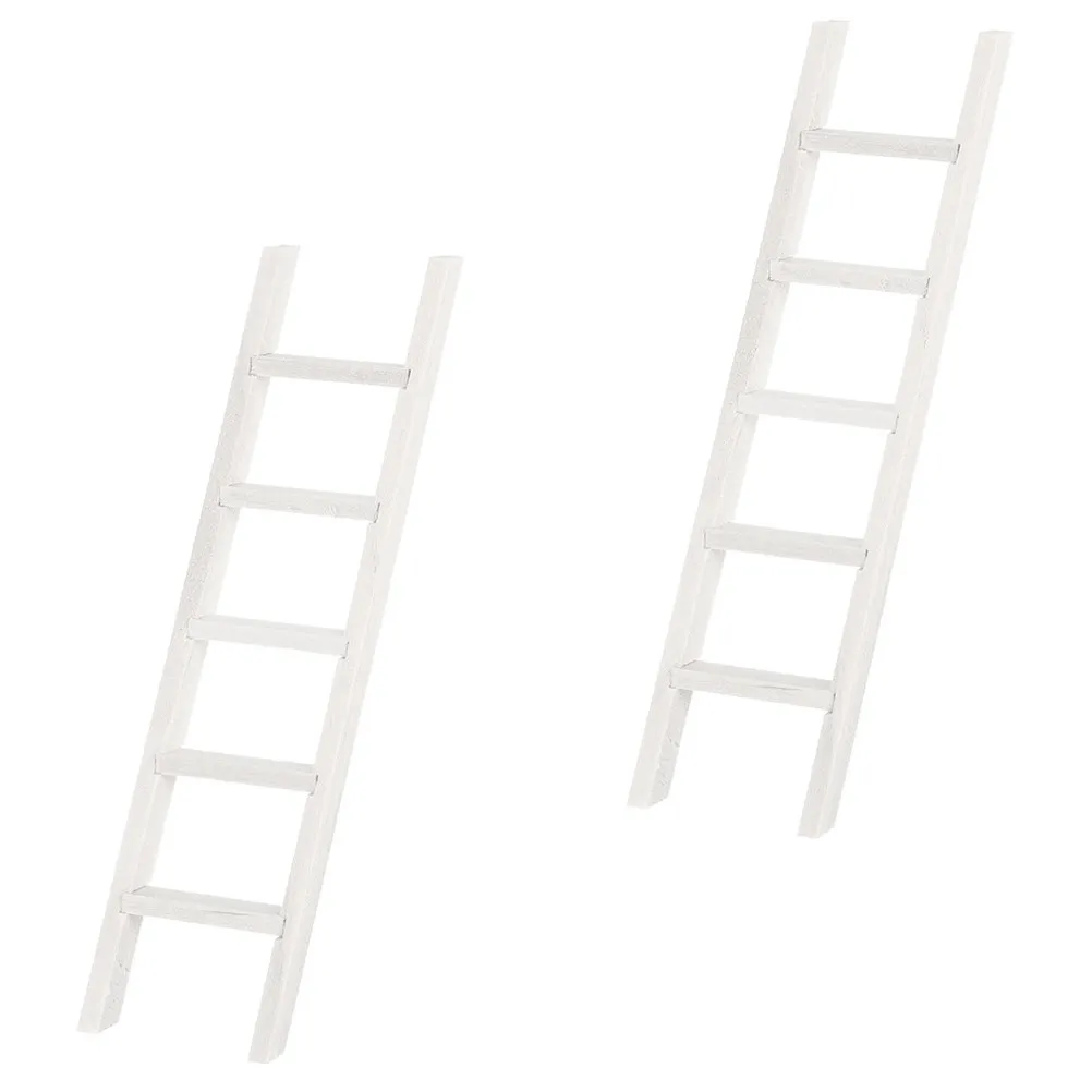 2Pcs Handcrafted Wooden Mini Ladder for Dollhouse Accessories Realistic Stairway Prop Stylish Warm Mini House Furniture Decor