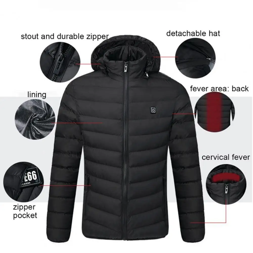 Heating Jackets Men Winter Warm USB Smart Thermostat Hooded Heated Clothing Waterproof Warm Jackets Vest