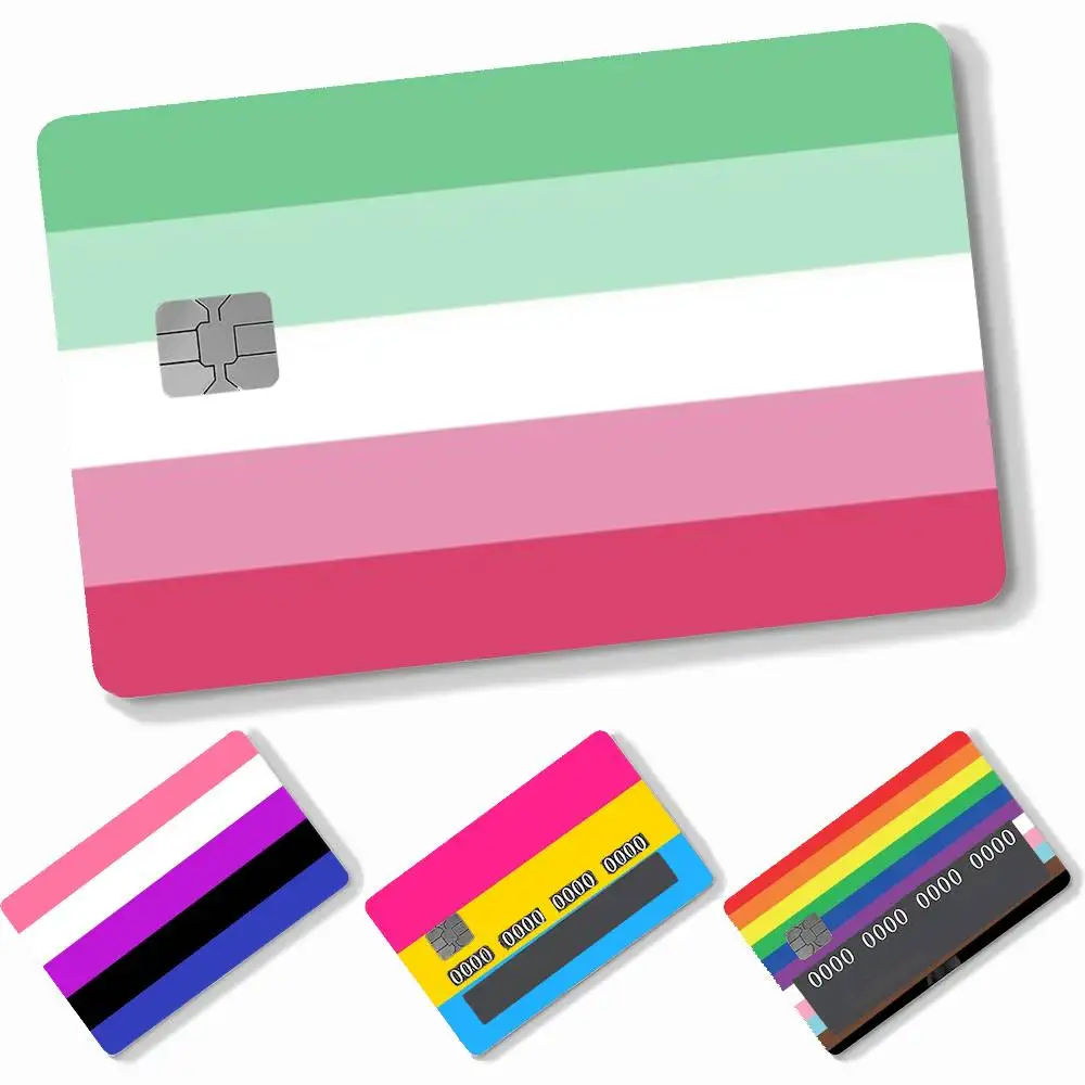 LGBT Rainbow Flag 4pcs Credit Card Skin Stickers Suitable for Bank Debit Subway Bus Transit Pass Decorative Cover