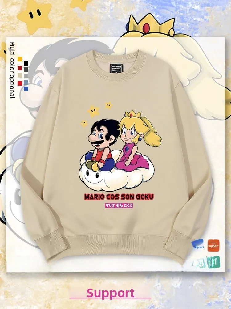 

Толстовка Super And Princ Game Couples, весенне-осенняя, американская детская одежда, с круглым вырезом, с принтом