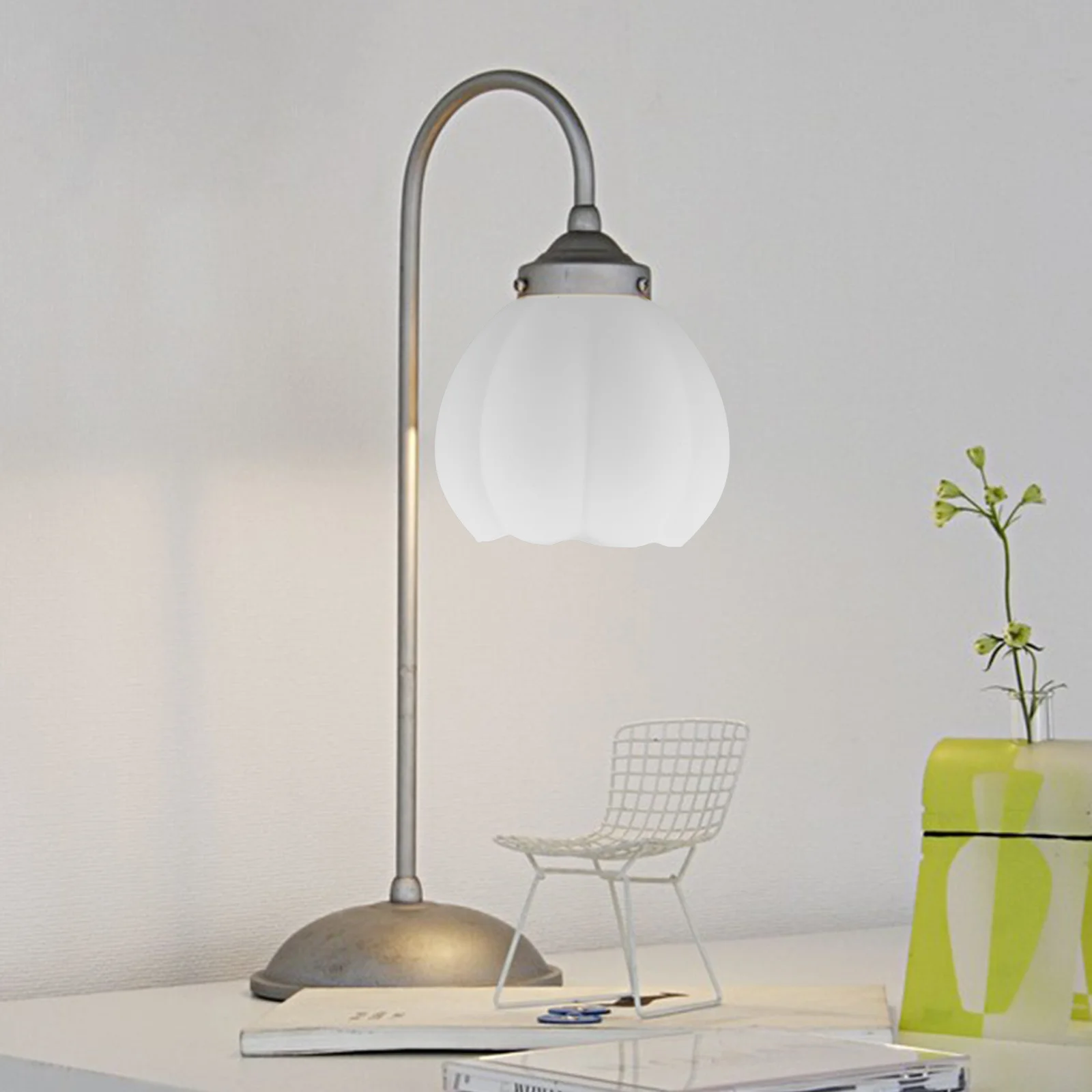 

Hand Blown Glass Pumpkin Lampshade Creamy White Vintage Style Replacement Pendant Light Shade for Autumn Halloween Thanksgiving