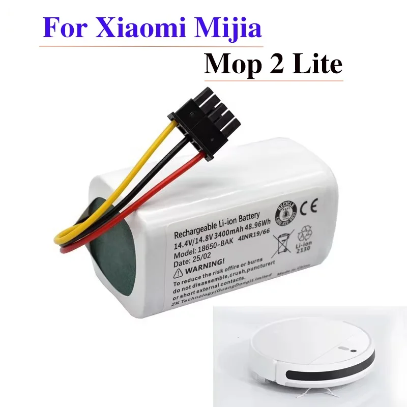 

100% новый оригинальный литий-ионный аккумулятор 14,4 В 3400 мАч для Xiaomi Mijia Mi Robot Vacuum Mop 2 Lite MJSTL