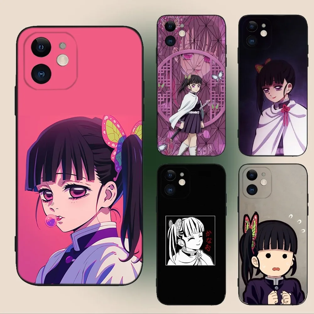 D-Demon S-Slayer Tsuyuri Kanao Phone Case For iPhone 16,15,14,13,12,11,Plus,Pro Max,XS,X,XR,SE,Mini,8,Soft Silicone Black Cover