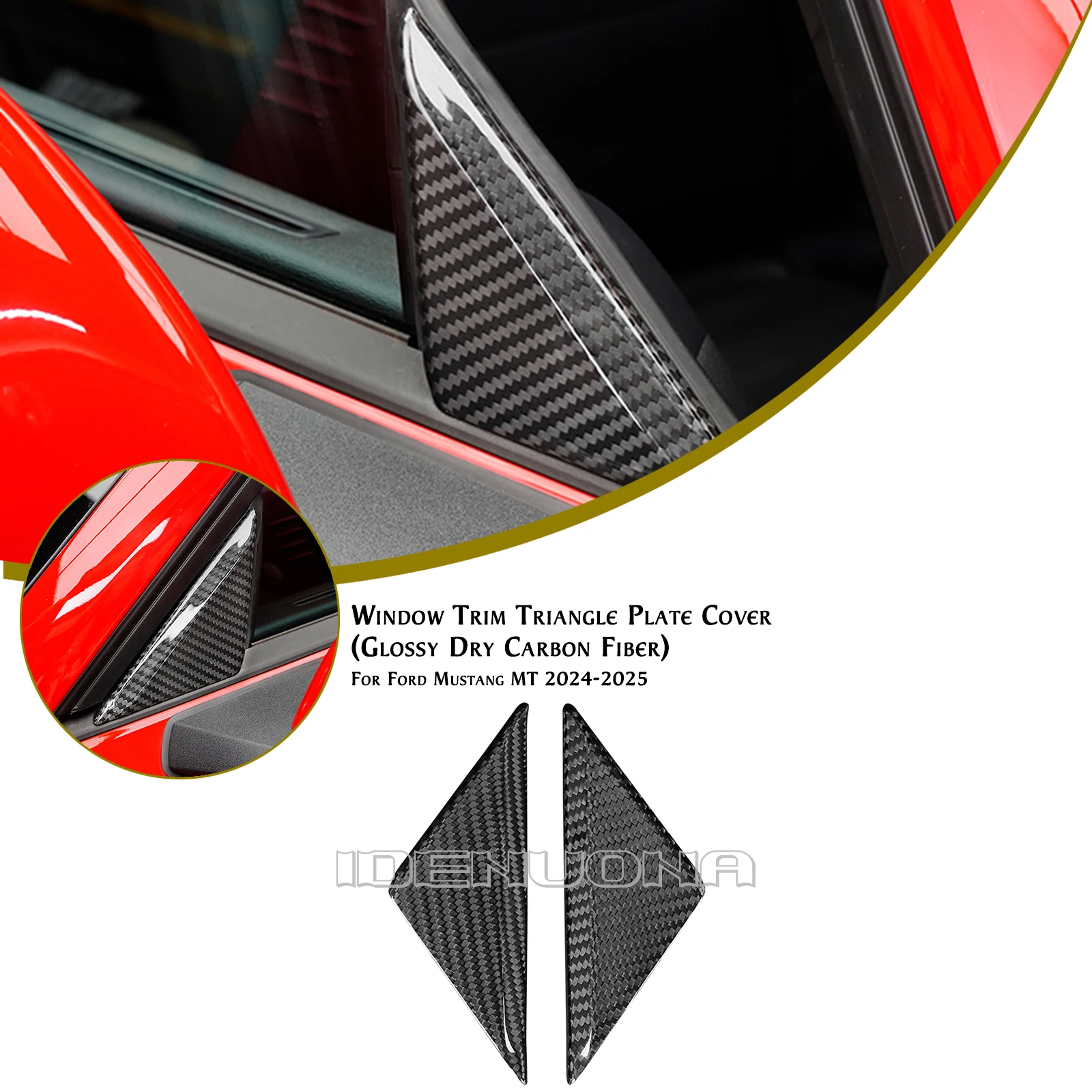 

2 шт., углеродное волокно, автомобильная стойка, окно, боковая треугольная пластина, накладка, украшение для Ford Mustang 2024-2025