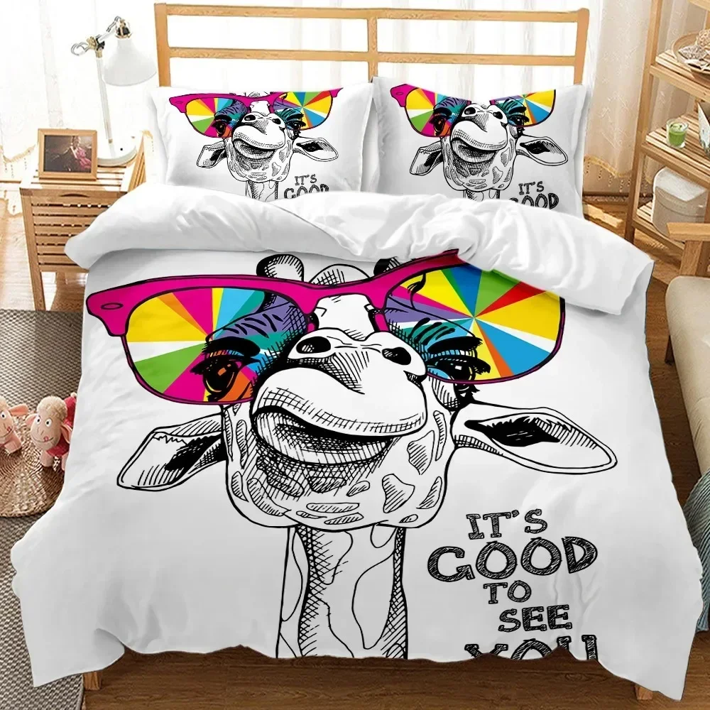 

Llama Cute Alpaca Comfortable Duvet Quilt Cover Pillowcase Bedding Set Children Bedroom Decoration Home Textile