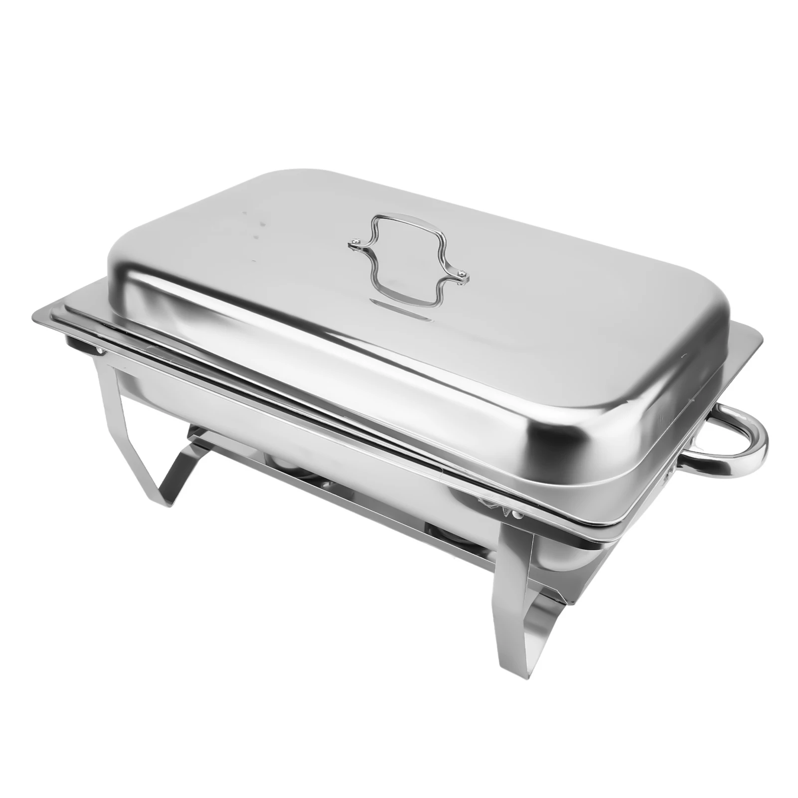 

2 psc Stainless steel alcohol-powered portable heating chafing dish for commercial use, square buffet stove