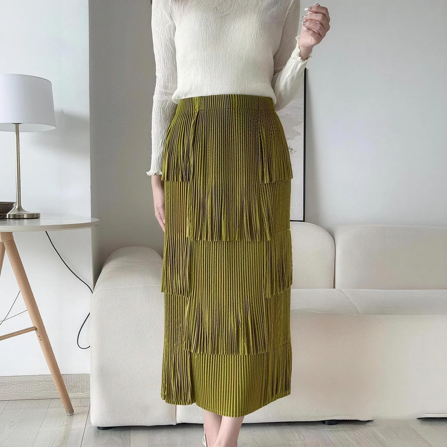 

Юбка Miyake Fold 2026 Весна/Лето, юбка-полусолнце, женская, струящаяся, с эластичным поясом, свободная, универсальная, прямая юбка-труба, весенняя