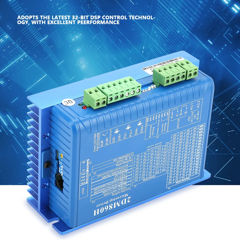 2 Phase Stepper Motor Controller 2DM860H Motor Driver CNC 2DM860H Digital Two Phase Stepper Motor Driver Microstep Controller