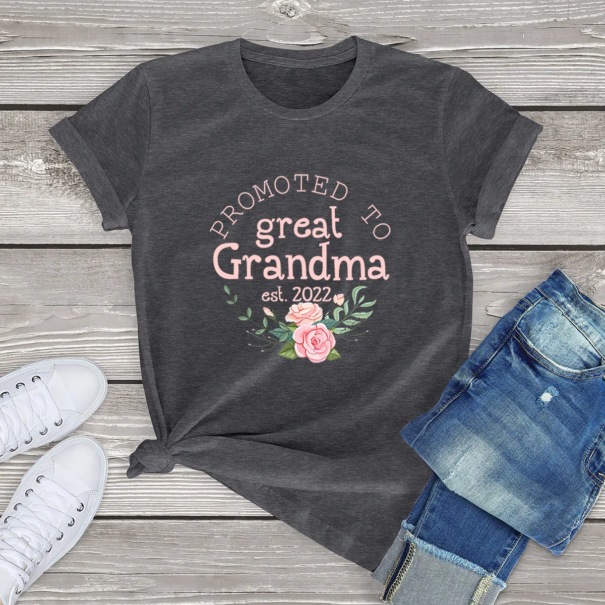 

100% Cotton Unisex Tops Promoted To Great Grandma Est 2022 First Time Grandma Gifts Women Casual T-Shirt Clothing Tee Streetwear