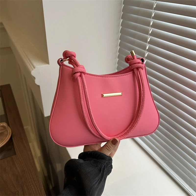 

New Women's Fashion Handbags Retro Solid Color PU Leather Shoulder Underarm Bag Casual Women Hobos Handbags