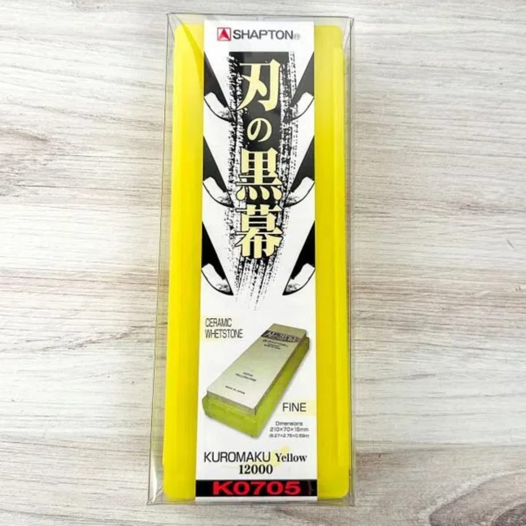 Imagem -02 - Pedra de Afiação de Cerâmica Japonês Shapton Kuromaku Pro Tradicional 12000 Grit Modelo K0705 Amarelo