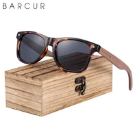 BARCUR gafas de sol de madera de nogal negro para hombre gafas de sol cuadradas polarizadas de alta calidad para hombre UV400 accesorio para gafas caja Original