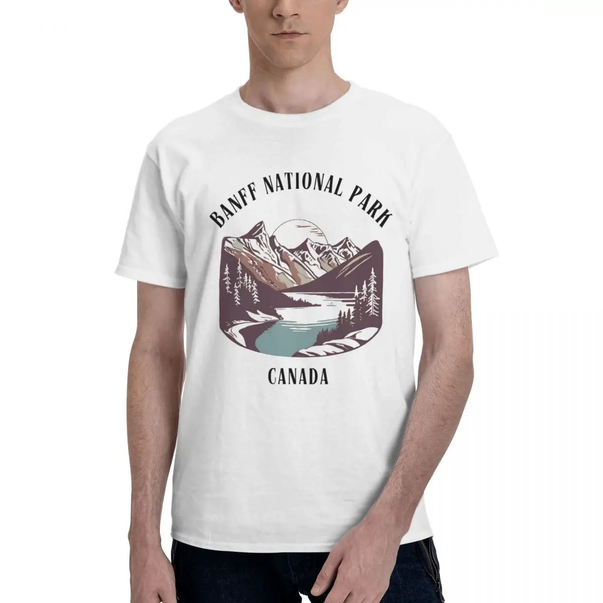 Men Banff National Park Alberta Rocky Mountains Funny T Shirt Vintage O-neck Cotton T Shirt Homme