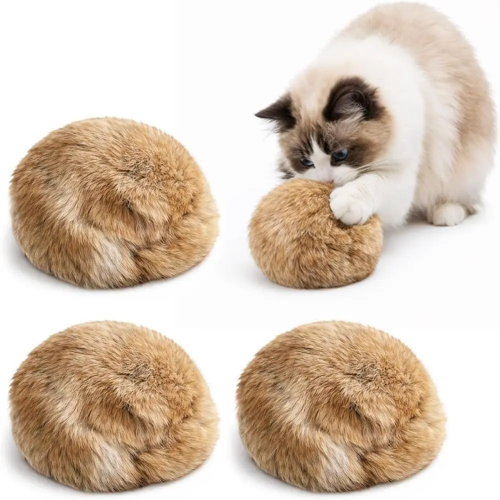 New Rabbit Fur Cat Toy Ball Scratch Resistant Durable Fluffy Soft product image