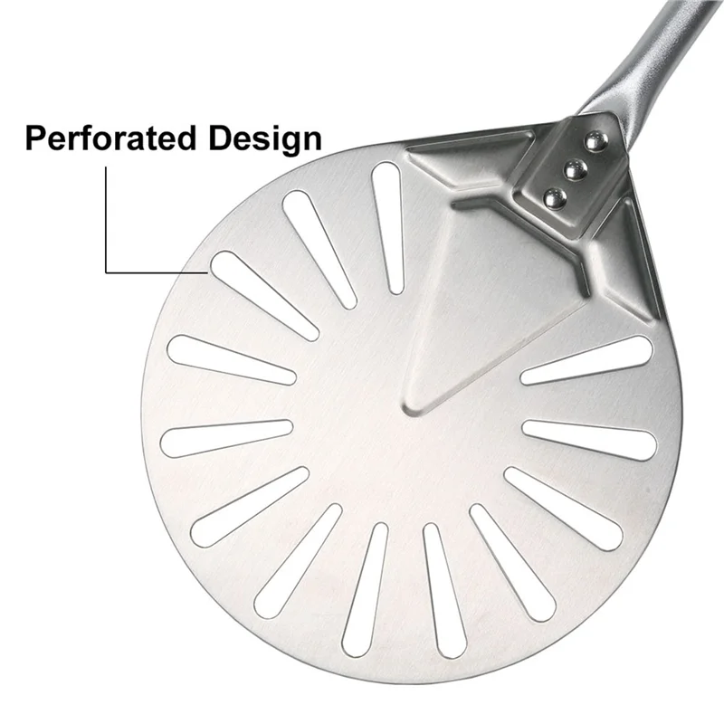 ABFU-9 Inch Stainless Steel Pizza Turning Peel 56 Inch Overall Long Pizza Shovel Pizza Oven Shovel