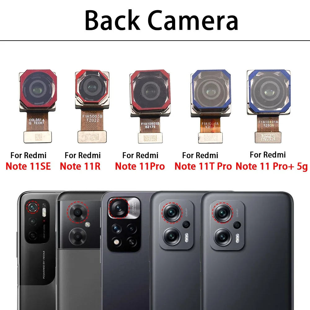 10 Pcs For Redmi Note 11 Pro Se 11R 11T Pro Plus 5G Back Rear Front View Camera Module Flex Cable Main Camera Replacement Parts