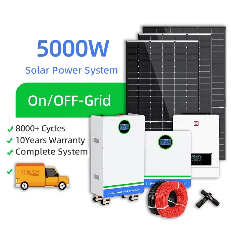 Off Grid Hybrid Solar Energy System 3kW 5kW 10kW 15kW 20kW With Solar Panels Lithium Ion Battery Complete Solar Kit for Home Ues