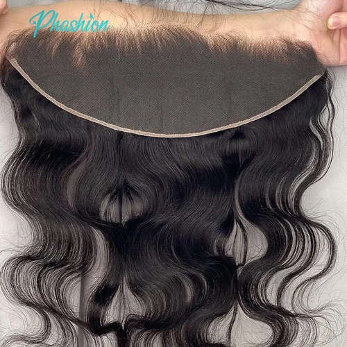 Imagen 2 del producto Phashion Peluca de cabello humano liso con encaje Frontal 13x4, pelo liso con ondas profundas de agua, cierre de oreja a oreja