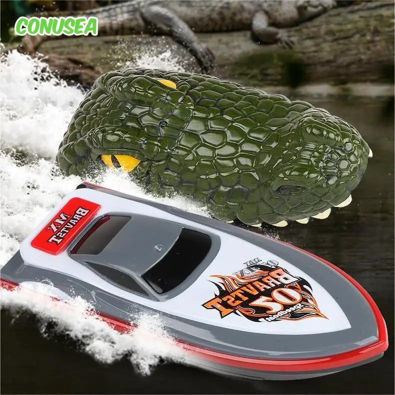 2in1 RC Crocodile Head Boat Simulation Remote Control Joke Alligator Decoy Electric Toys Water Spoof Toys for Kids Water Gifts