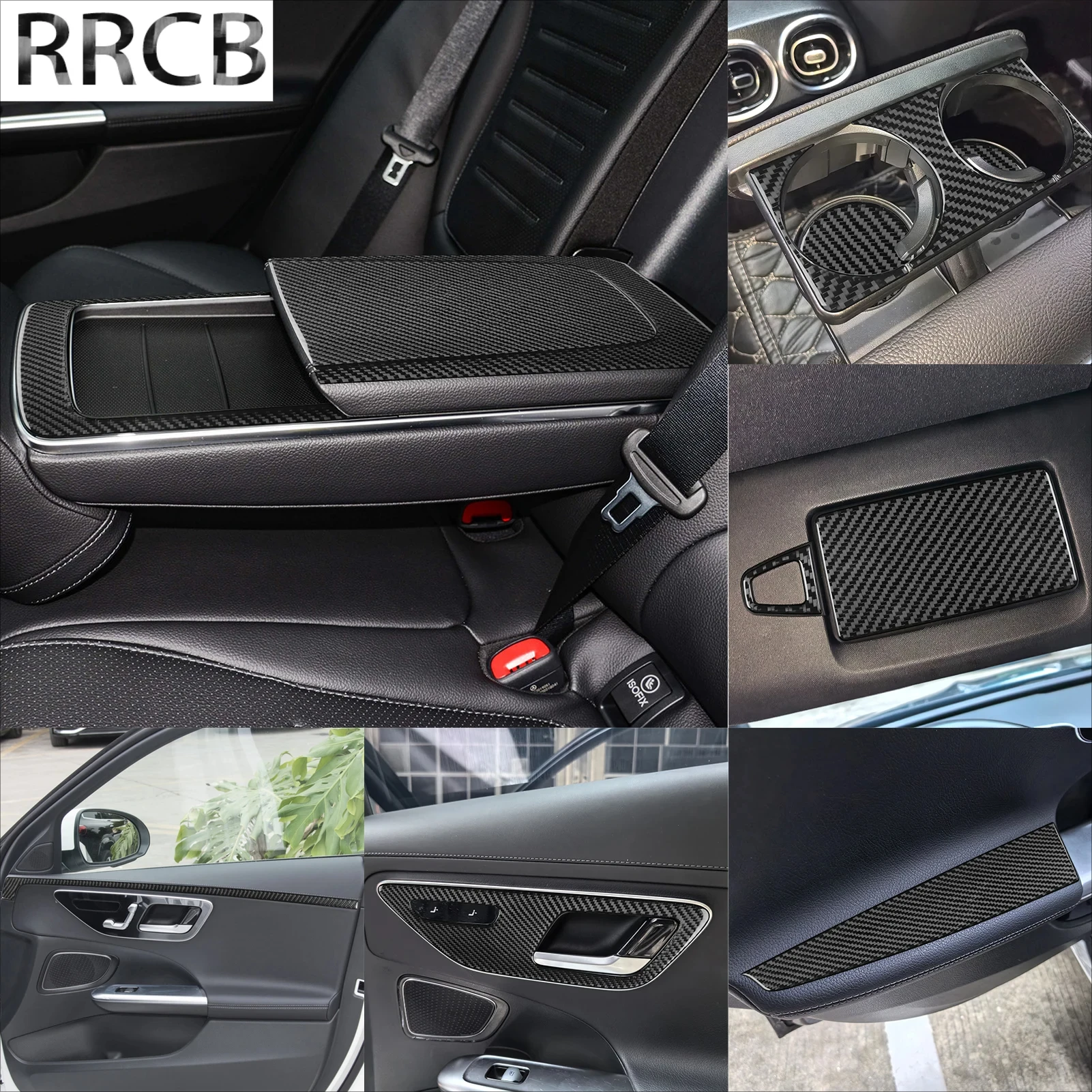 

For Mercedes Benz C-Class W206 Interior Accessories 2022-2024 Door Handle Dashboard Seat Adjustment Carbon Fiber Cover Stickers