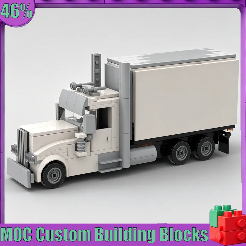 

321PCS Classic Straight Axle Box Semi Transport Truck Vehicle MOC Blocks DIY City Logistics Assembly Model Holiday Gift For Fans