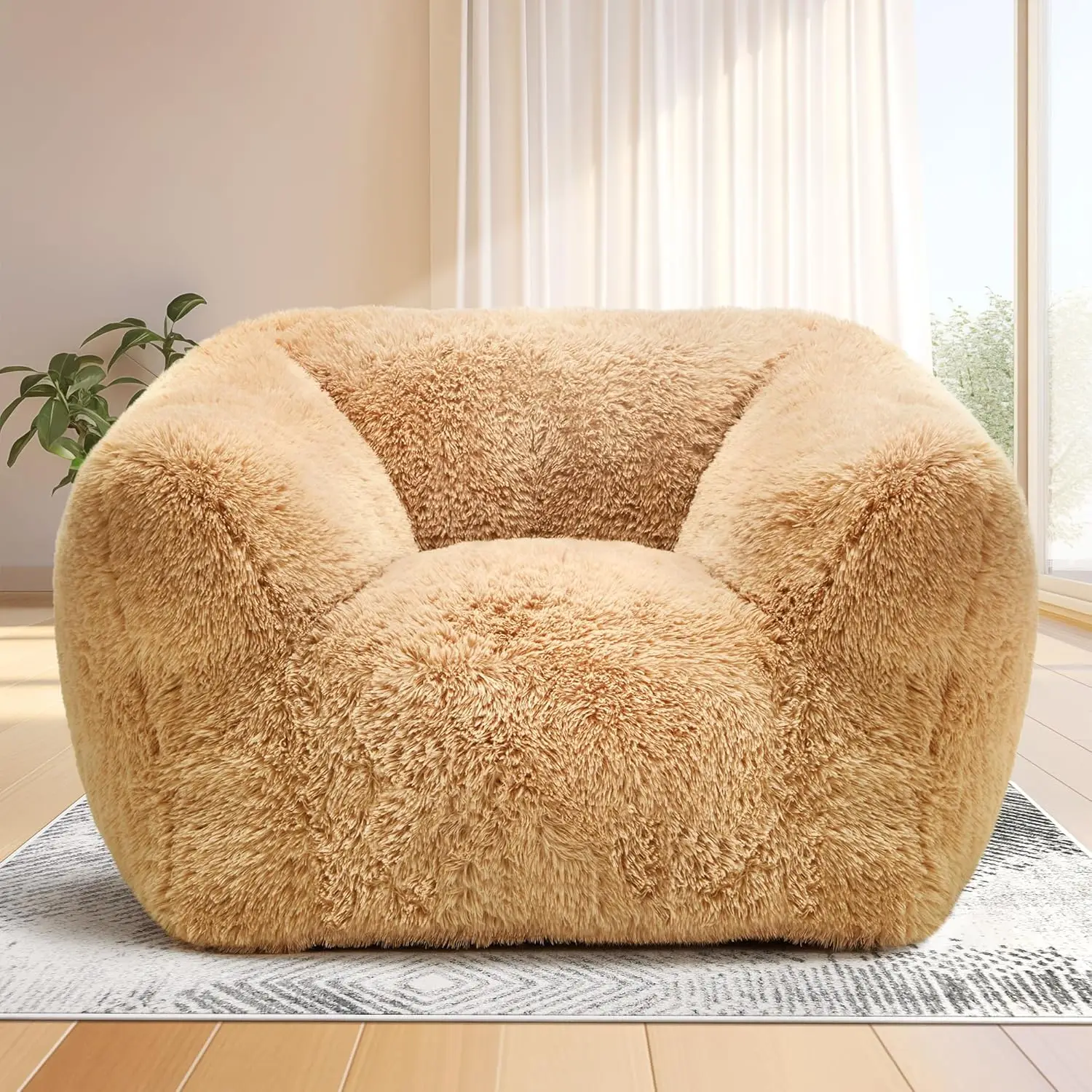 Giant Bean Bag Chair for Adults Large Bean Bag Sofa with Armrests&Stuffed Memory Foam Big Bean Bags with Filler Extra Large