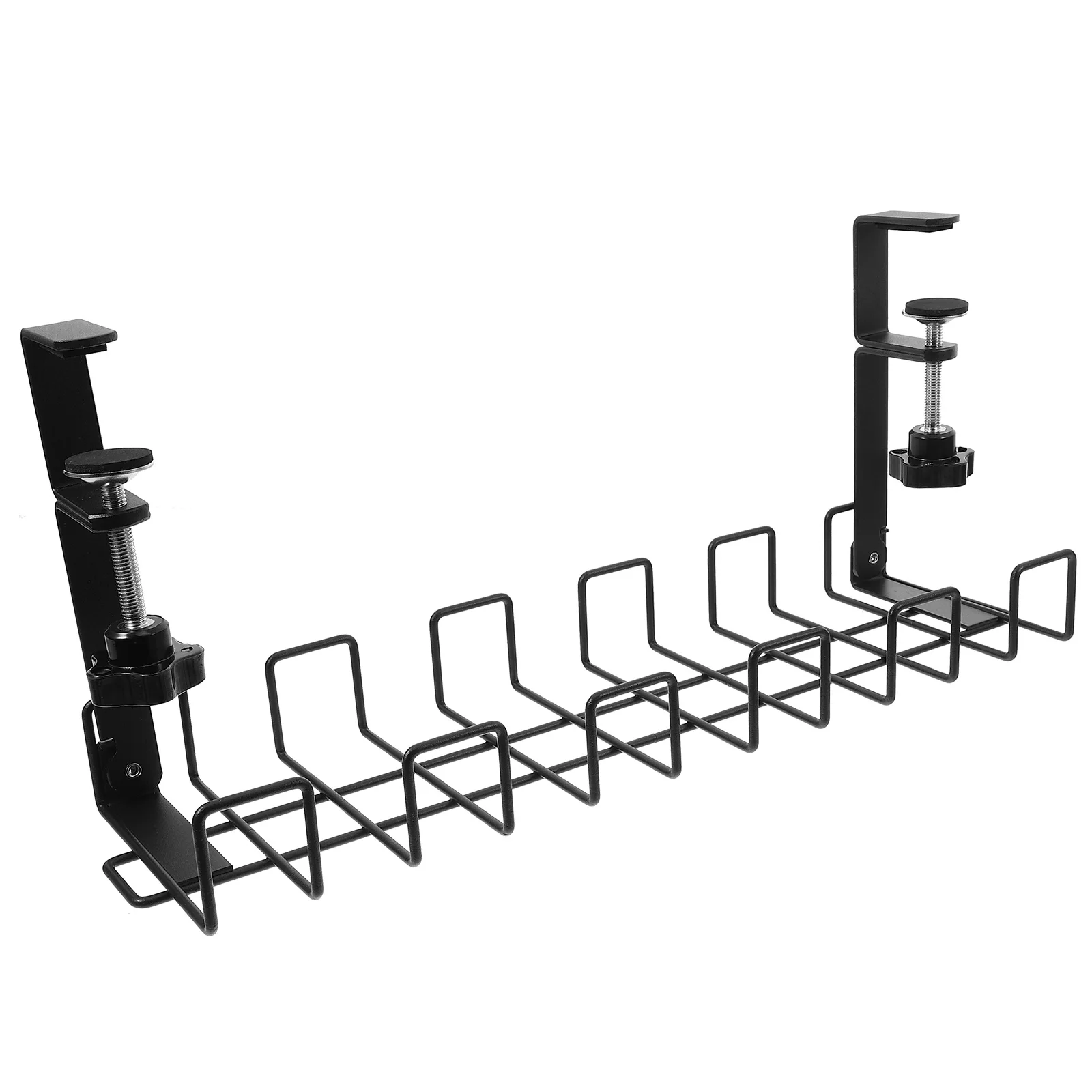 

Desk Cable Management Tray Black Storage Rack for Cables Power Supplies Outlet Strips Under Desk Organizer Metal Wire Keeper