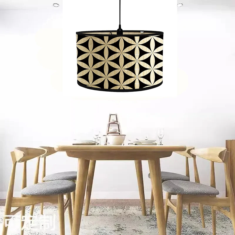 Drum Lamp Shades Vintage Lampshade Bamboo Light Cover for Table Floor Lamps and Pendant Light Bar Cafe Home Homestay Decor