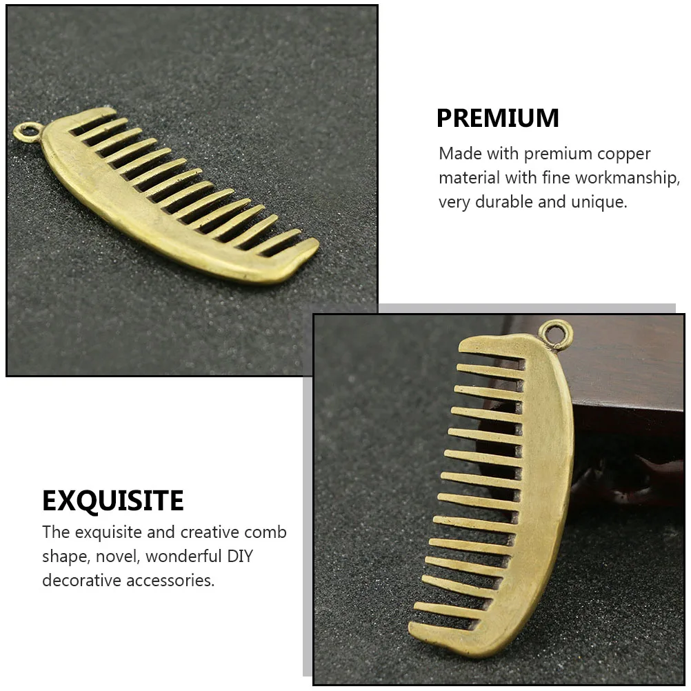 

Mini Keychain Copper DIY Pendant Decorative Charm Hanging Shape Accessory Retro Comb Pendant Mini Comb Hanging Decoration
