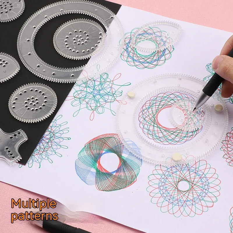 22pcs Rajzolás Művészet Gyermek- diákok geometriai Spirál papíráru Munkaeszköz spirograph Mérővessző Kreatív Tudomány Nevelési toys számára gyerekek