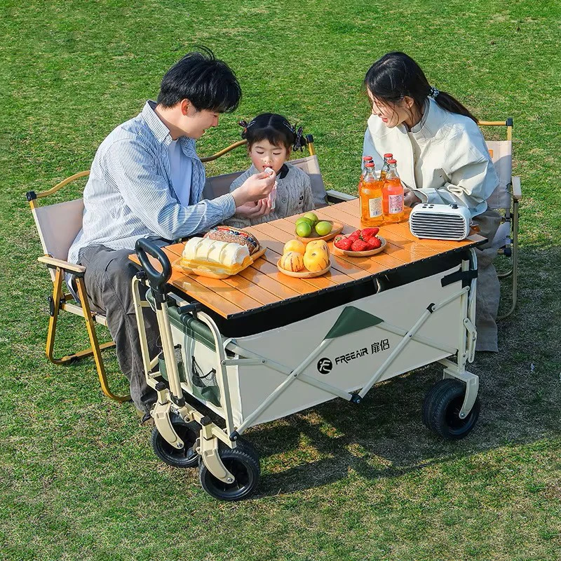 

Small Outdoor Camping Cart Portable Foldable Stall Cart for Delivery & Pull for Camp & Campsites