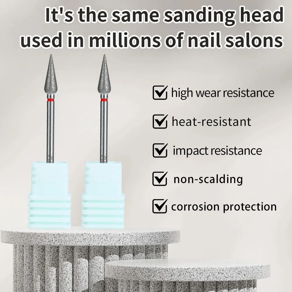 لقم مثقاب أظافر ماسية، نتوءات مزيل مسامير القدم، مقاومة للحرارة ومتينة، لإزالة طلاء عين الجل/القطط، أدوات مانيكير احترافية #5