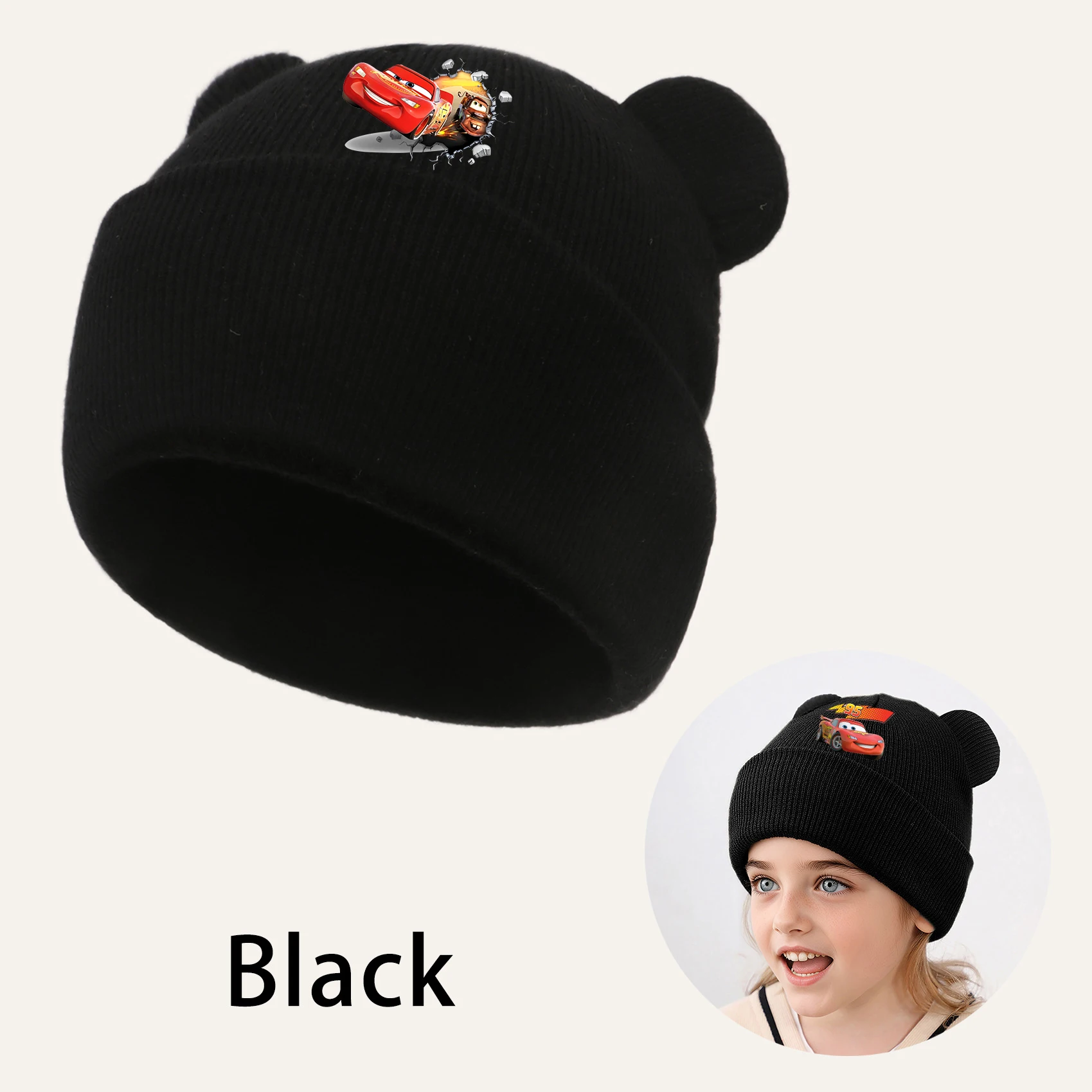 

Cars Lightning McQueen Newborn Baby Warm Knitted Hats with Pom Kids Knit Beanie Hat Children Hat for Boys Girls Accessories