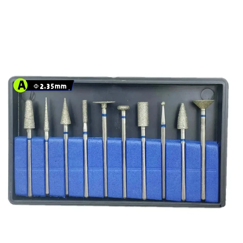 

10Pcs/set Dental Diamond Burs Kit Point Polisher HP Φ2.35mm Shank Rotary Bur Dentistry Drill Bits Lab Abrasive Material Tool