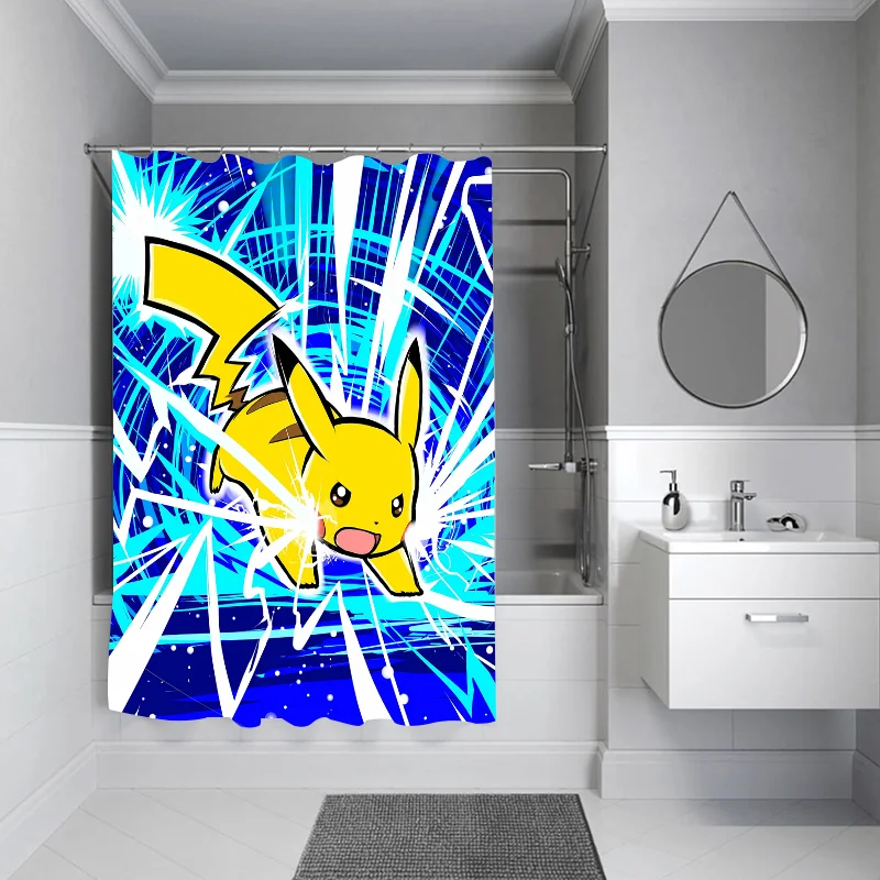 Waterproof Shower Curtain for Bathroom Accessories P-pokemones Curtains in the Bathroom Bath Bedrooms Home Fabric Shade Opaque