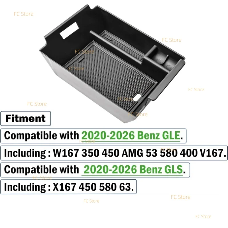 Mittelkonsolen-Organizer-Ablage für Mercedes-Benz 2020-2026 GLE-Klasse W167 350 450 AMG 53 GLS X167 450 580 63 GLE350 GLE450 Zubehör – Detail 1