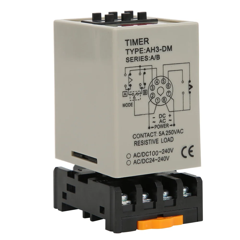 AH3-DM Timer Relay A/B Dual Mode Delay Timer Relay Digital Display Timer Relay AC220V 0.01S ~ 990H Built-In CMOS IC