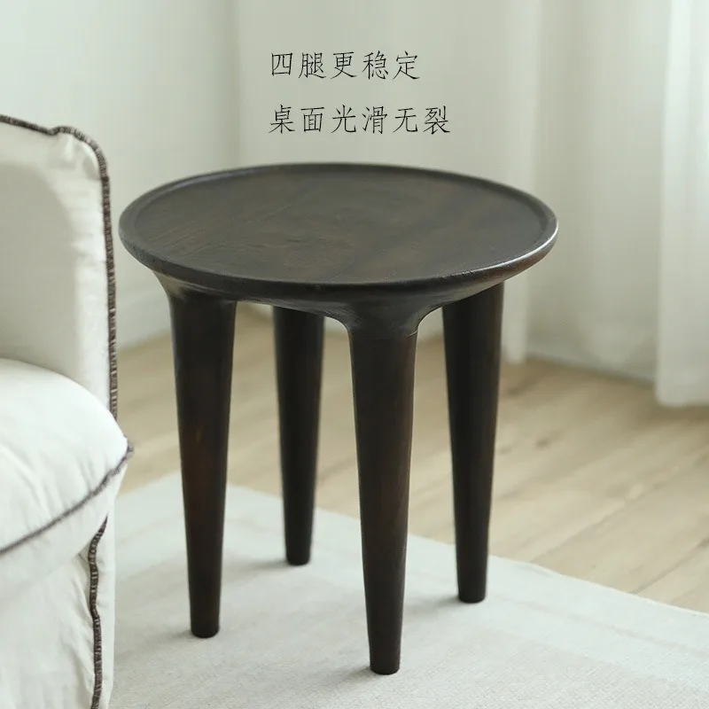 For Round Carbonized Black Edge Table, Corner Table, Wooden Round Coffee Table