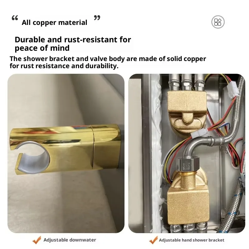 Ensemble de douche moderne en acier inoxydable, finition brossée, robinet thermostatique à pulvérisation douce, mural, écran de douche à poignée unique, hôtel